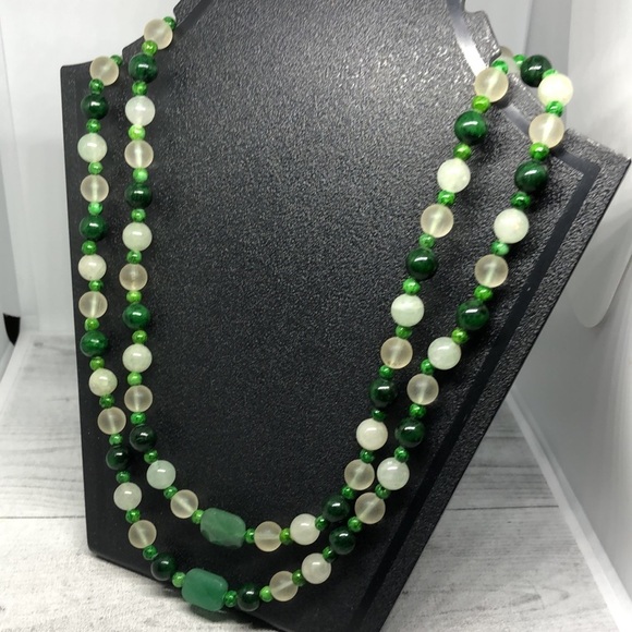 Vintage gemstone and glass bead statement necklace sterling silver 925 - Picture 9 of 9